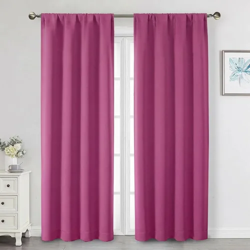 Vista 136 de Cortinas opacas para dormitorio, sala de estar, juego de 2 paneles de 54 pulgadas de largo, cortinas de oscurecimiento de habitación con aislamiento