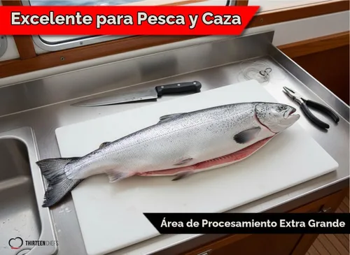 Vista 3 de Thirteen Chefs Tabla de cortar extra grande de 30 x 18 pulgadas para carnes, caza y pescado, plástico HDPP de 1/2 pulgada de grosor para servicio