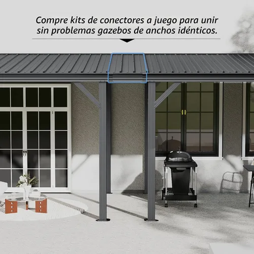 Vista 3 de Domi - Kit de conectores para cenador montado en la pared de 8 pies de Gris