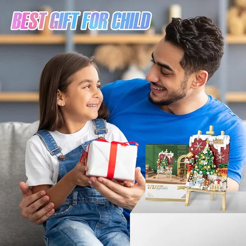 Vista 7 de MEIEST Mini bloques de construcción de pintura 3D de Navidad, juego de modelos creativos de bricolaje, colección de estereografía de partículas