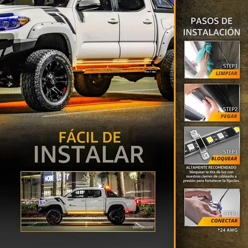 Vista 4 de OPT7 Sidekick - Luces para estribo de 48 pulgadas, 2 tiras LED con señal de giro ámbar, DRL, luz blanca de cortesía para cabina regular, camioneta