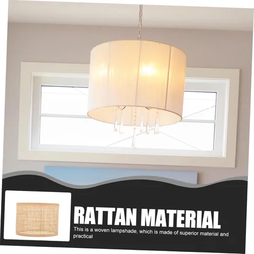 Vista 5 de Uonlytech Pantalla de lámpara de araña, pantalla de ratán E27, lámpara de casa de campo, accesorios de luz para lámpara de mesa, lámpara de pie