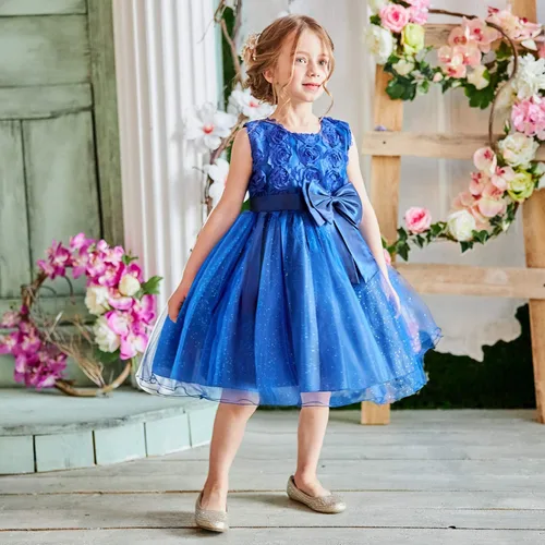 Vista 3 de NNJXD Vestido de princesa de tutú con flores 3D sin mangas para niña para las fiestas