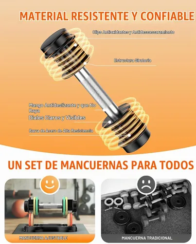 Vista 4 de 5-IN-1 Adjustable Dumbbell Set, Pair 12.5LB/22.5LB Weight Set for Home Gym