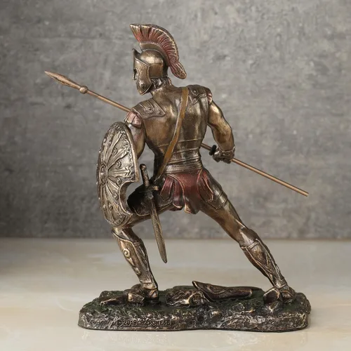 Vista 6 de Veronese Design Aquiles Rage Trojan War Hero Achilleus Holding Lanza y Escudo Estatua