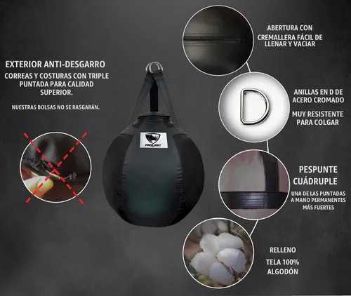 Vista 2 de Wrecking Ball Heavy Punching Bag for Adults, Hook and Uppercut, Body Snatcher, Boxing, MMA, Muay Thai, 65 lbs negro / negro