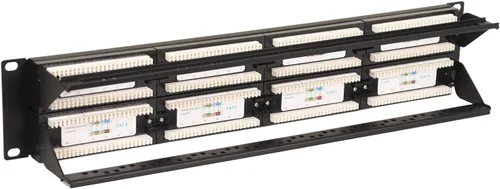 Vista 4 de AEONS Panel de conexiones CAT6 UTP de 48 puertos 2U de 19 pulgadas para montaje en rack RJ45 compatible con Cat 5/5e/6 Gigabit/Fast Ethernet, barra