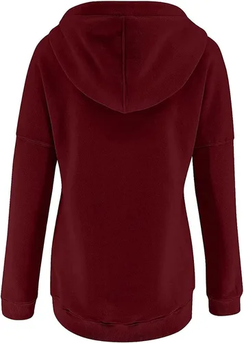 Vista 95 de Sudaderas con capucha para mujer, con cuello de botón, sin botones, con cordón, manga larga, lindas, ropa para adolescentes y niñas