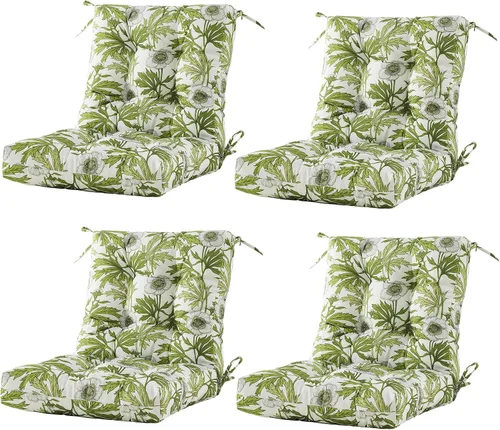 Vista 35 de BLISSWALK Cojines para sillas de exterior, 40 x 20 x 4 pulgadas, cojín de mimbre grueso con respaldo bajo y lazos para muebles de patio, floral