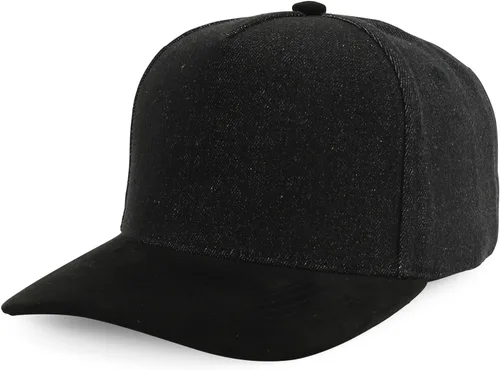 Vista 16 de Trendy Apparel Shop Gorra de béisbol combinada de 5 paneles de algodón y gamuza Piedra real