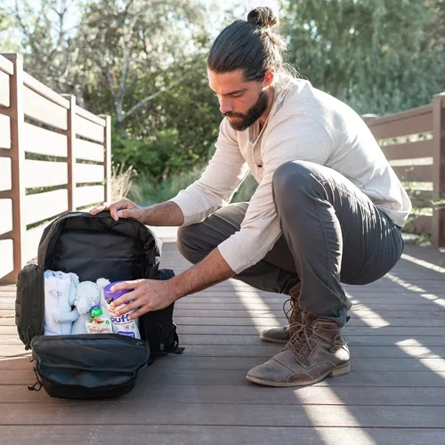 Vista 3 de Bolsa de pañales para papá, mochila militar estilo Molle, hecha de poliéster resistente 900D impermeable con correas extra largas más anchas, bolsa
