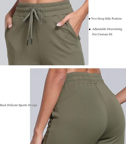 Vista 4 de Oalka Pantalones de golf de pierna recta para mujer con bolsillos profundos