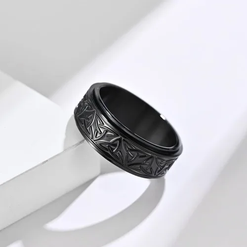 Vista 2 de Palotay Anillos antiestrés para la ansiedad para mujeres y hombres, de acero de titanio, anillo de nudo celta, anillo antiansiedad, alivio