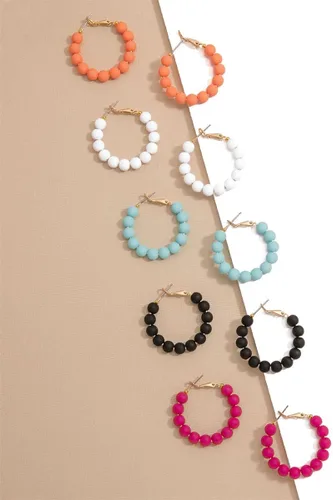 Vista 2 de ZENZII Aretes de aro de cuentas de moda bohemios circulares redondos aretes elegantes colgantes para mujeres y niñas