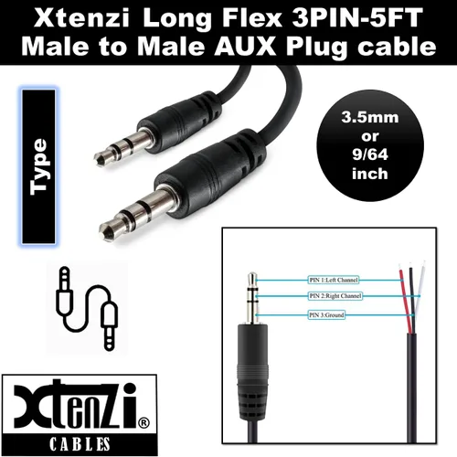 Vista 6 de Xtenzi Accesorio de cable flexible auxiliar de 3 pines para perilla remota de graves compatible con amplificadores PLC Rockford Fosgate Prime