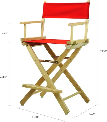 Vista 2 de Casual Home - Silla de director de 24 pulgadas, marco natural con lienzo rojo, altura de mostrador
