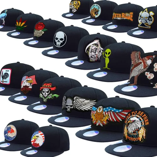 Vista 3 de Love To Sombreros hiphop para hombre, diseño de calavera bordada, gorra de béisbol con visera plana negra, calavera blanca 2, talla M - XL, Blanco