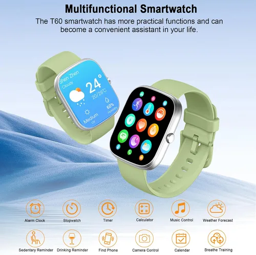 Vista 5 de Reloj inteligente para hombres y mujeres, reloj inteligente con pantalla HD de 1.91 pulgadas (respuesta/hacer llamadas), monitor de ritmo cardíaco