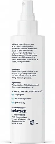 Vista 6 de BRIOTECH Aerosol de ácido hipocloroso puro y limpiador, solución tópica HOCl premium original, limpiador multiusos, aprobado para familias y apto