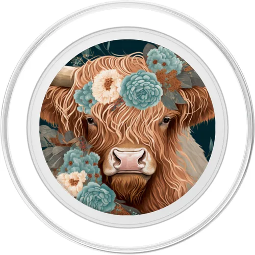 Vista 2 de Western Boho Highland Cow PopSockets MagSafe PopGrip para iPhone para amantes de las vacas de granjero
