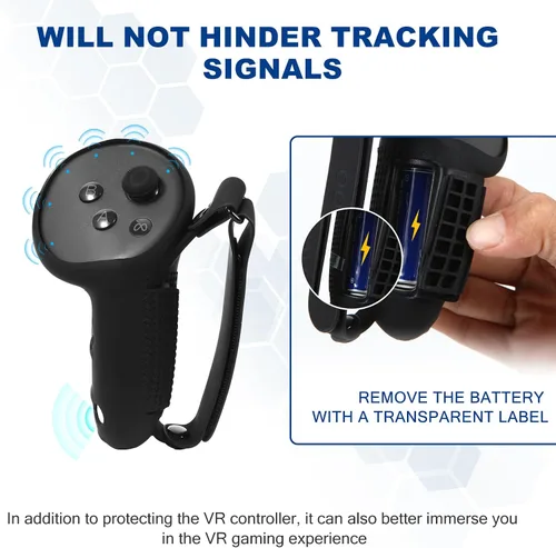 Vista 3 de VR Accessory Set for OculusMeta Quest 3 Accessories,VR Controller Grips Cover,VR Shell Cover,VR Silicone Face Pad,VR Thumbstick Covers(Black)