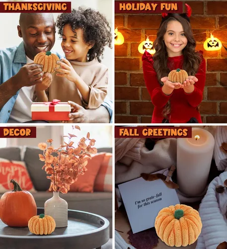 Vista 4 de DolliBu Peluche pequeño de calabaza, juguete espeluznante de calabaza de peluche para oso de peluche, bonita decoración de Halloween, recuerdo