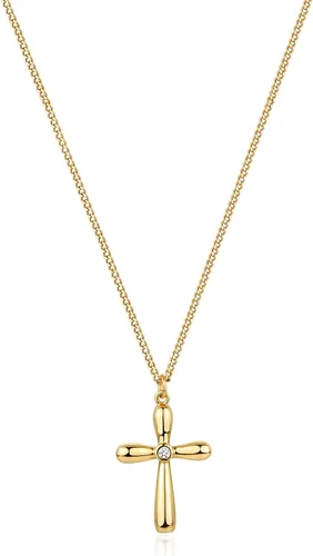 Vista 167 de Fettero - Collar con dije de cruz de fe, chapado en oro de 14 K, cadena fina, minimalista, simple, pequeña, para oración, regalo de joyería religiosa