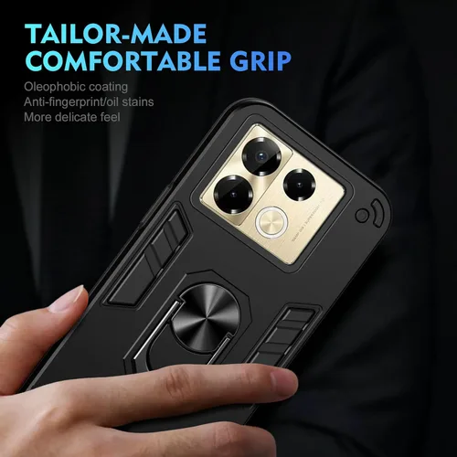 Vista 6 de Funda compatible con Xiaomi Redmi A1, funda para teléfono Redmi A2 [con protector de pantalla de vidrio templado] HR-KZH-negro