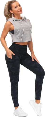 Vista 6 de The GYM People - Pantalones de yoga de cintura alta gruesos con bolsillos, control de abdomen, leggings de yoga para entrenamiento y correr