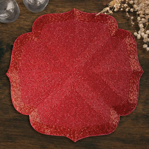 Vista 10 de Decozen Juego de manteles individuales con cuentas, juego de 4 a 14 pulgadas, resistentes al calor, cocina, boda, cumpleaños, decoración del día