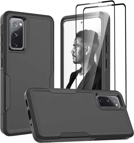 Vista 22 de Jeylly Funda para Samsung Galaxy S10 Plus S10+, ajuste delgado, doble capa, resistente, absorción de golpes, TPU con carcasa trasera de Negro