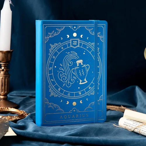 Vista 7 de TIEFOSSI - Cuaderno de bolsillo con tapa dura punteado A5, papel de escritura de 100 g/m² de 400 páginas, cuaderno organizador para mujeres, Acuario