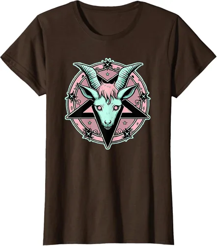 Vista 15 de Camiseta Kawaii Paste Creepy Goat Pentacle, Negro
