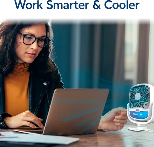 Vista 9 de Arctic Air Grip Go Enfriador evaporativo, ventilador inalámbrico y portátil con 3 velocidades, abrazadera universal giratoria de 360 grados, carga