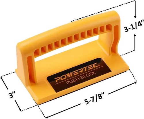 Vista 2 de POWERTEC 71339P2 Bloque de empuje patentado con mango recto de lujo para mesas de enrutador, sierras de banda y juntadores, asas ergonómicas dobles