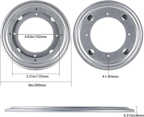 Vista 6 de HSTECH Lazy Susan de 8 pulgadas, placa de rodamiento giratoria de 400 libras resistente para mesa giratoria, funda de libros, bandeja de servir