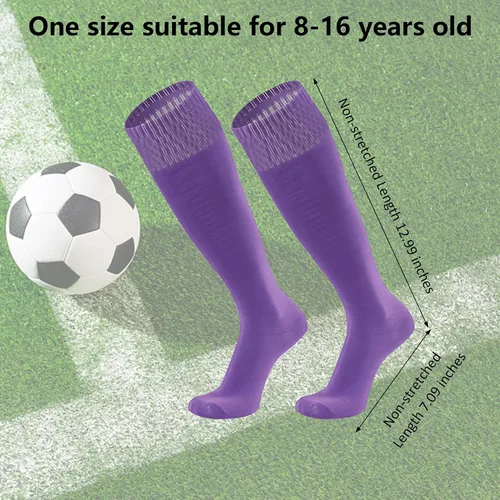 Vista 4 de Calcetines de fútbol para niños, calcetines largos hasta la rodilla, calcetines de béisbol de sóftbol acolchados