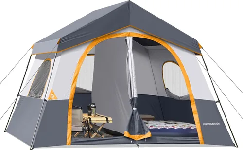 Vista 14 de HIKERGARDEN - Tienda de campaña para 6 a 8 personas, tienda de campaña familiar portátil para campamento, tienda de campaña de tela resistente al