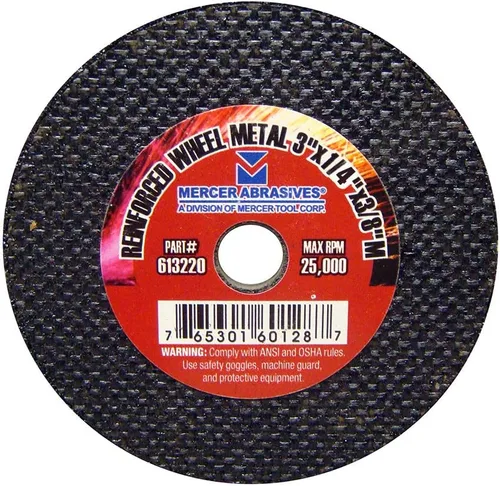 Vista 4 de Mercer Industries 613060-Ruedas de corte de metal de 3" x 1/16" x 1/4" (paquete de 100)