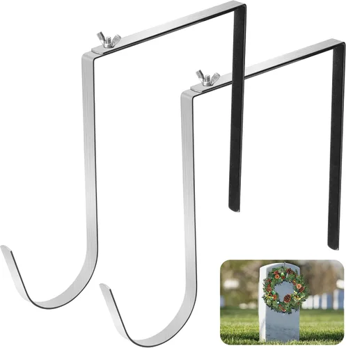 Vista 8 de Colgador de Corona de Lápida de Navidad- Se Ajusta 6"-11" Soporte Ajustable para Corona de Lápida de Cementerio- Soporte de Corona de Lápida