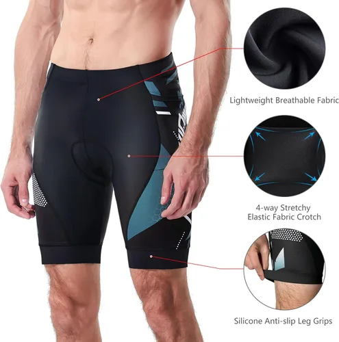 Vista 4 de NICEWIN - Pantalones cortos de ciclismo para hombre con acolchado 3D y secado rápido