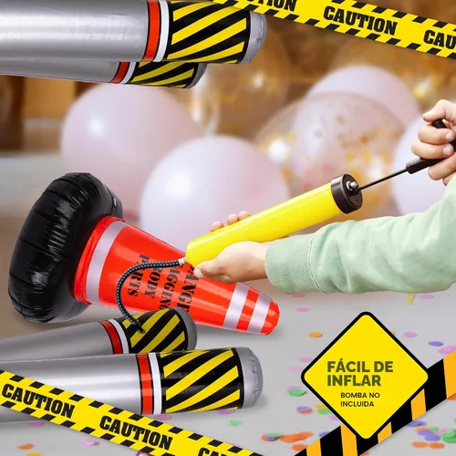 Vista 5 de ArtCreativity Old Zone - Barricada inflable + cono para decoraciones de fiesta sobre la colina, decoraciones de cumpleaños 40, 50, 60, accesorios