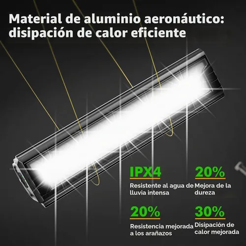 Vista 5 de Luces de bicicleta para conducción nocturna recargables de 9500 lúmenes, luces delanteras y traseras recargables, 5 modos ajustables, 5 faros