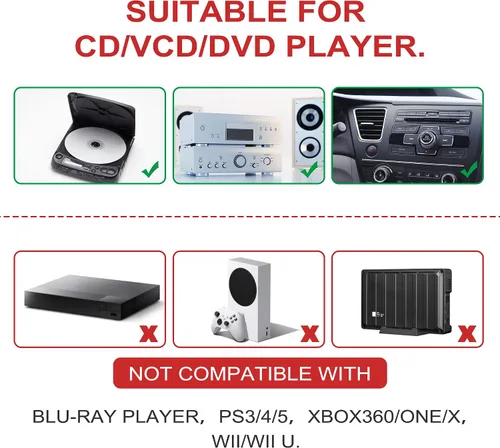 Vista 5 de Nicer Kit limpiador de reproductor de CD/VCD/DVD, disco de limpieza de lentes láser, NS-1 con sistema de limpieza de doble cepillo