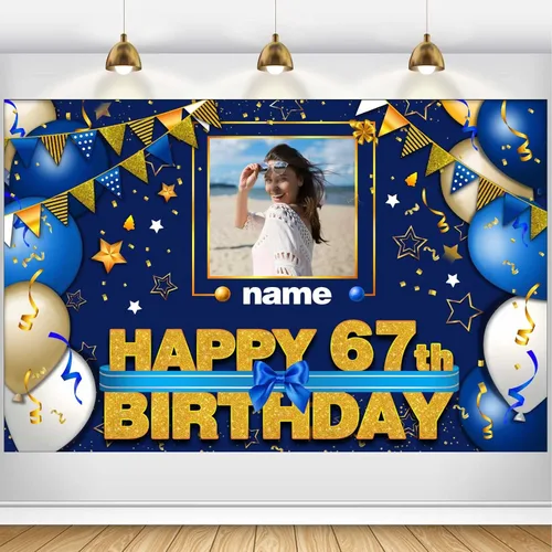 Vista 100 de Pancarta Personalizada de Decoraciones de Feliz Cumpleaños 101 - Telón de Fondo de 101 Años para Mujeres Hombres Niños Niñas Suministros de Fiesta