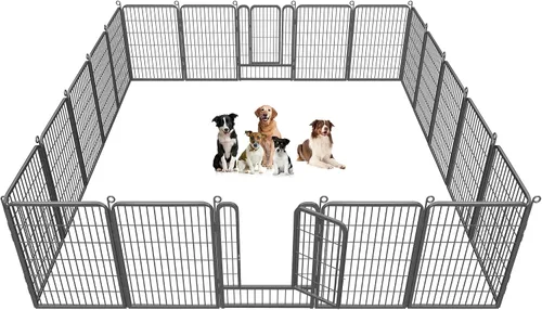 Vista 10 de Corralito para perros, 32 pulgadas, 10 paneles cerca para perros de exterior, corral para perros de interior antióxido, corral para mascotas