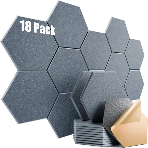 Vista 91 de Paquete de 12 paneles acústicos autoadhesivos de 12 x 10 x 0.4 pulgadas, paneles de espuma a prueba de sonido con alta densidad, elegante diseño