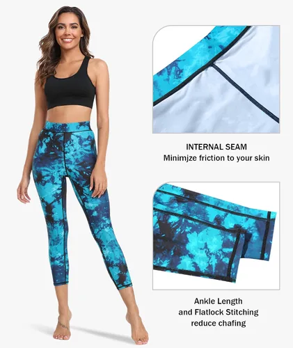 Vista 2 de GEEK LIGHTING Pantalones de natación para mujer, leggings de surf, mallas de natación SPF, protección contra erupciones, traje de buceo, pantalones