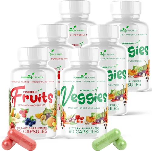Vista 10 de Suplemento diario de frutas y verduras, 180 cápsulas durante 30 días, superalimento sin OMG y sin gluten con vitaminas naturales, alimentado por