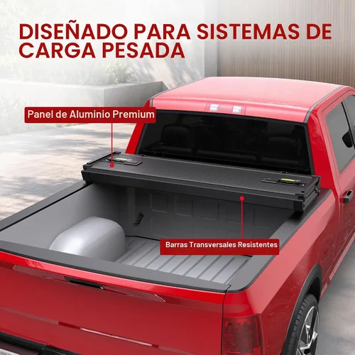 Vista 4 de MOSTPLUS - Cubierta de cama de camioneta plegable cuadrada dura de aluminio compatible con Dodge Ram 1500 2009-2025 Inclu. Fleetside clásico y nueva